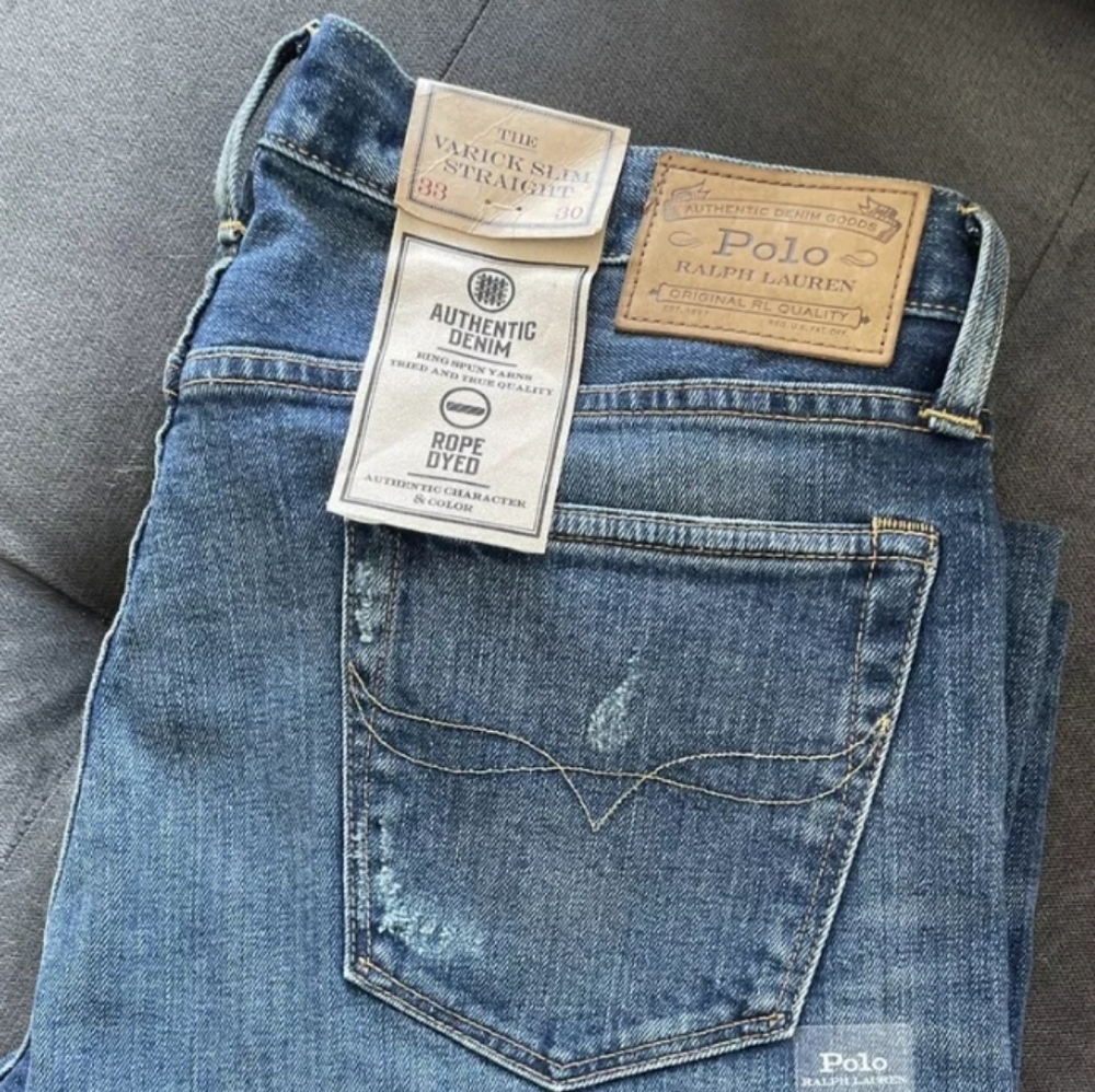 NWT Men's Ralph Lauren Polo Varick Slim Straight Rope Dyed Splattered Paint Jean - Picture 2 of 10